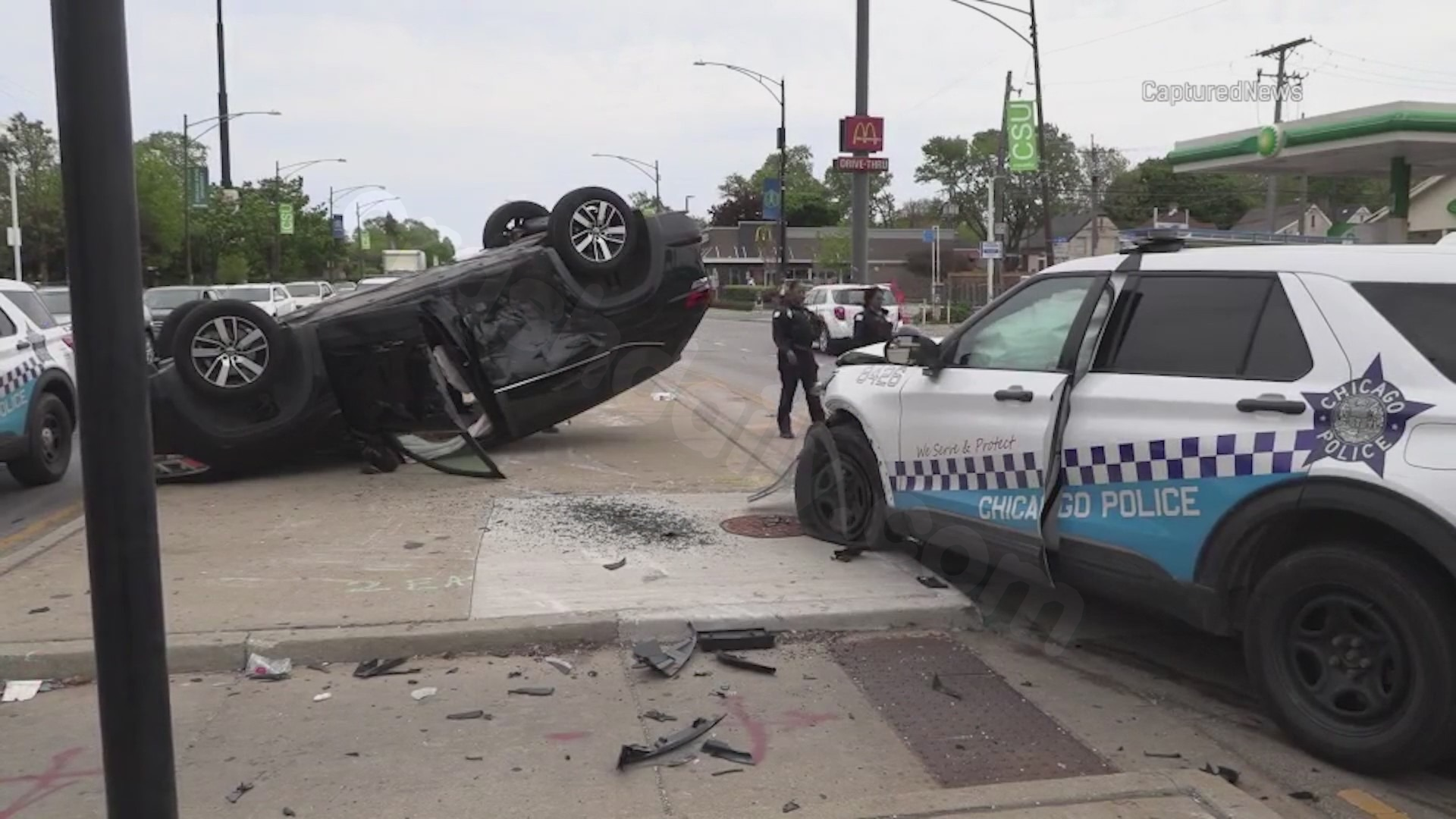 2 CPD officers, infant among 4 hospitalized following rollover South Side crash