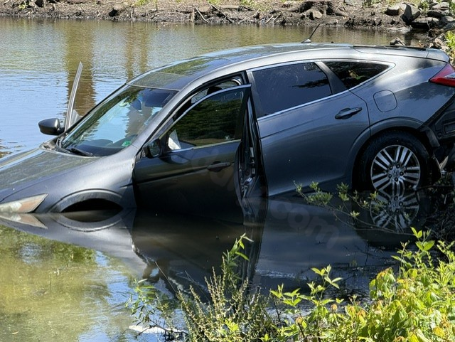Car in water at Norfolk crash scene