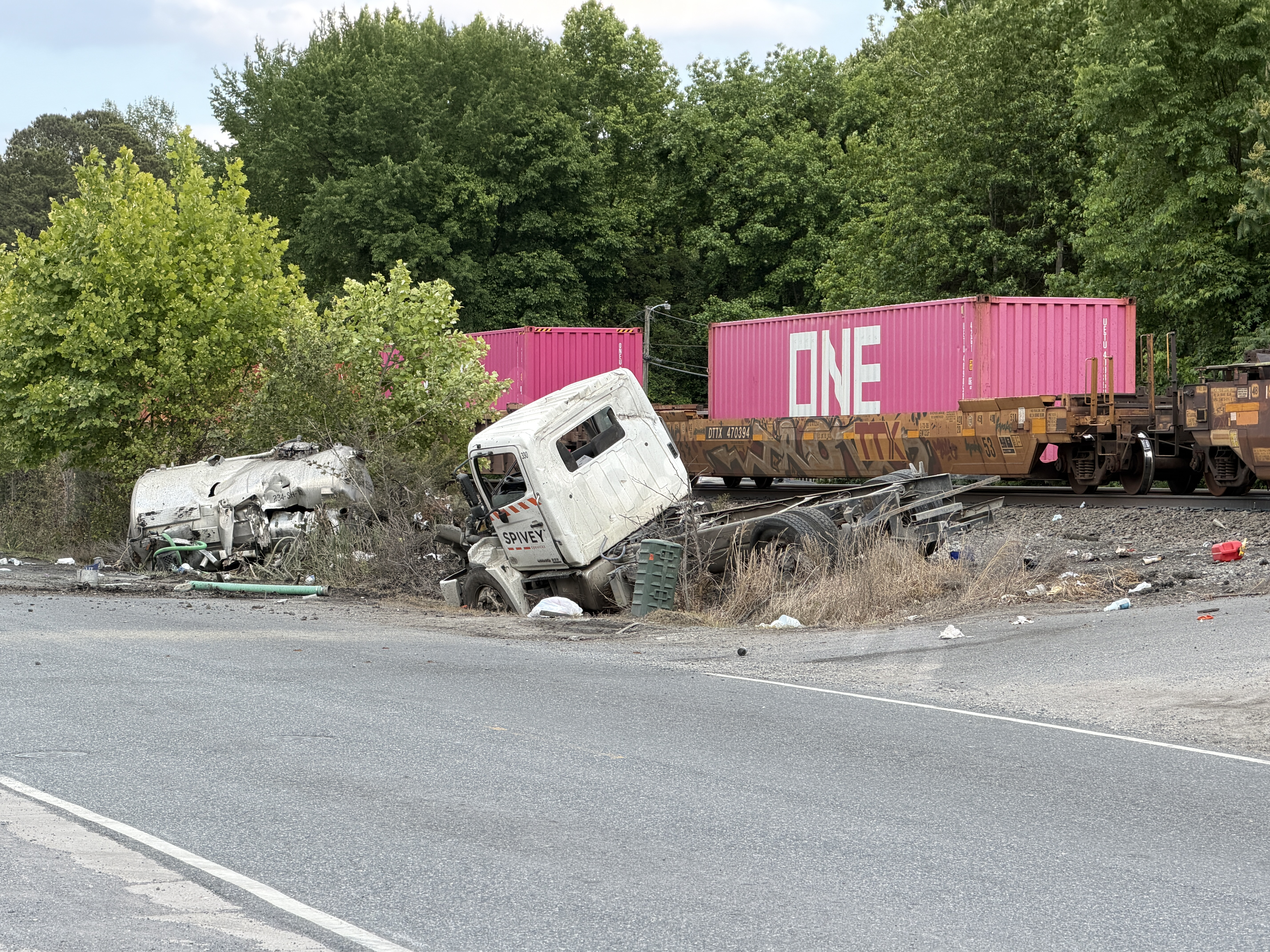 Police: 1 injured after truck crashes into train in Chesapeake