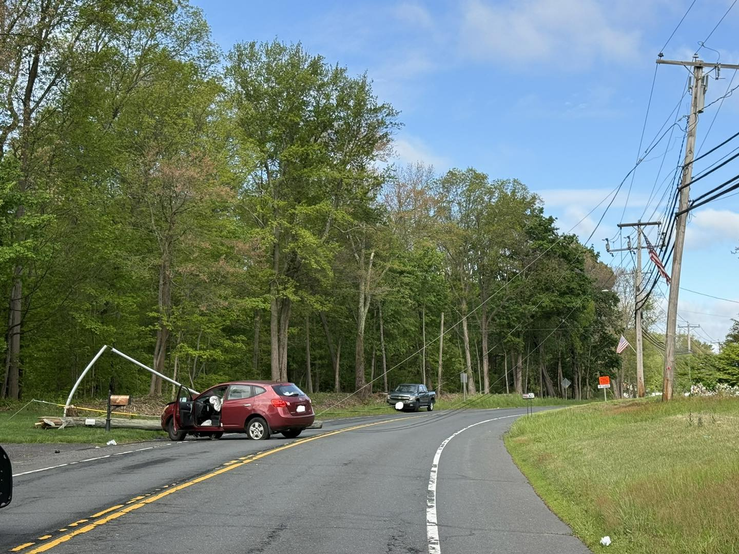 Portion of main road reopens in Somers after car crashes into pole