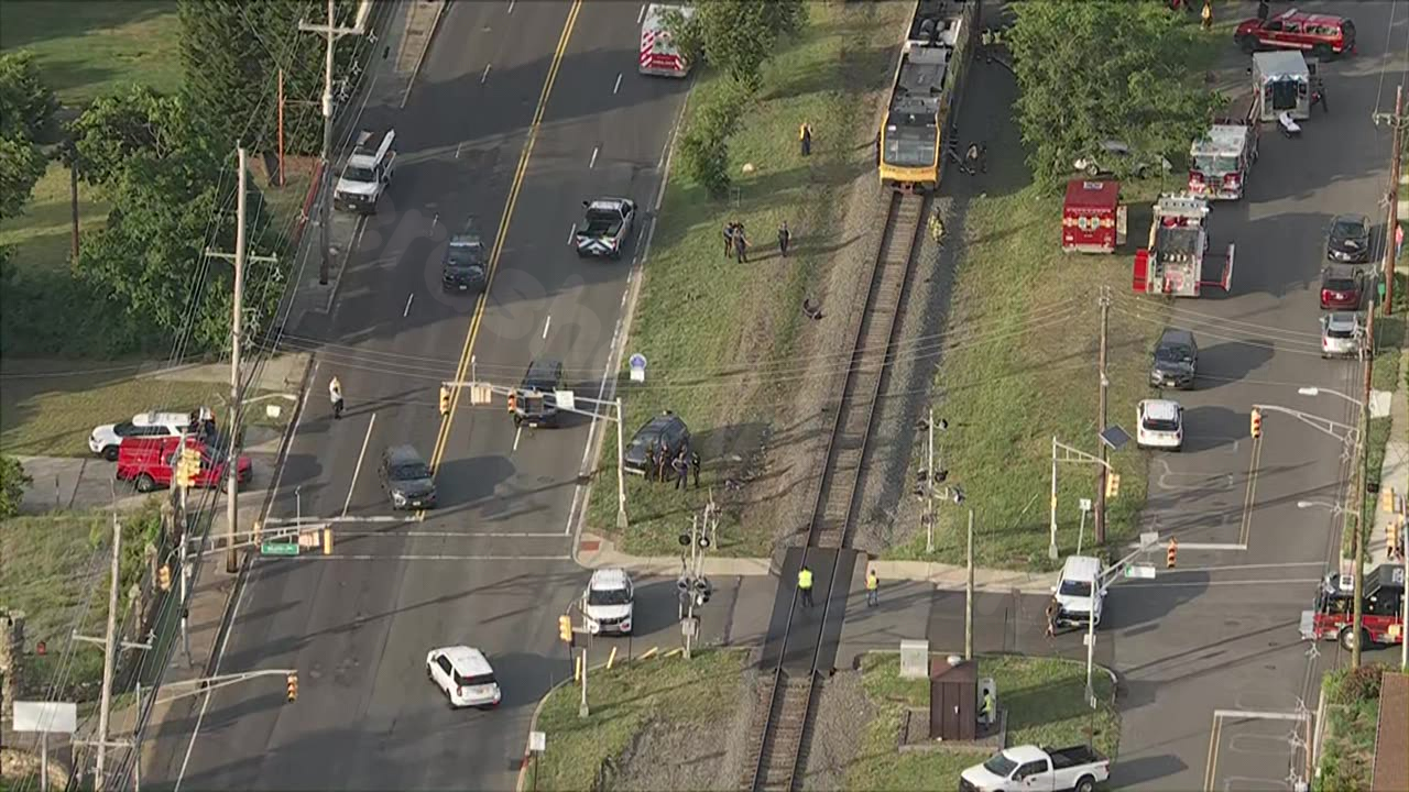 1 hurt, River Line rail service halted after train and car collide in Riverside