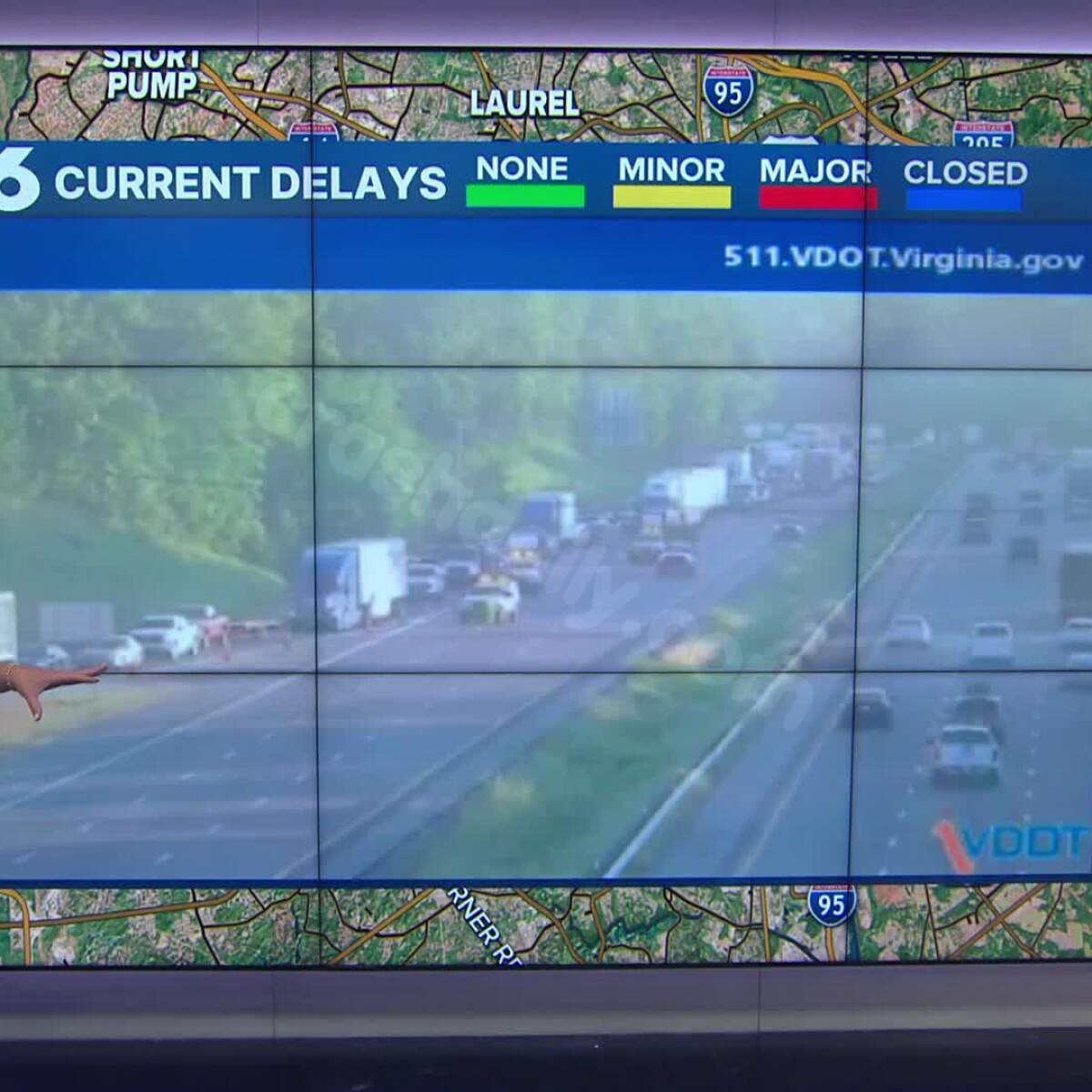 I-95 southbound closes in Caroline County after crash involving tractor-trailers