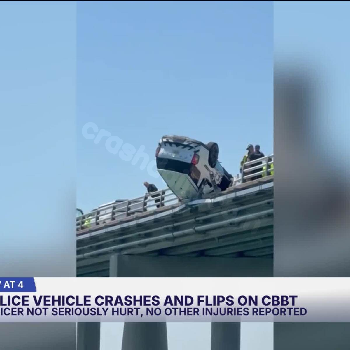 Police car crashes, flips into guardrail on Chesapeake Bay Bridge-Tunnel