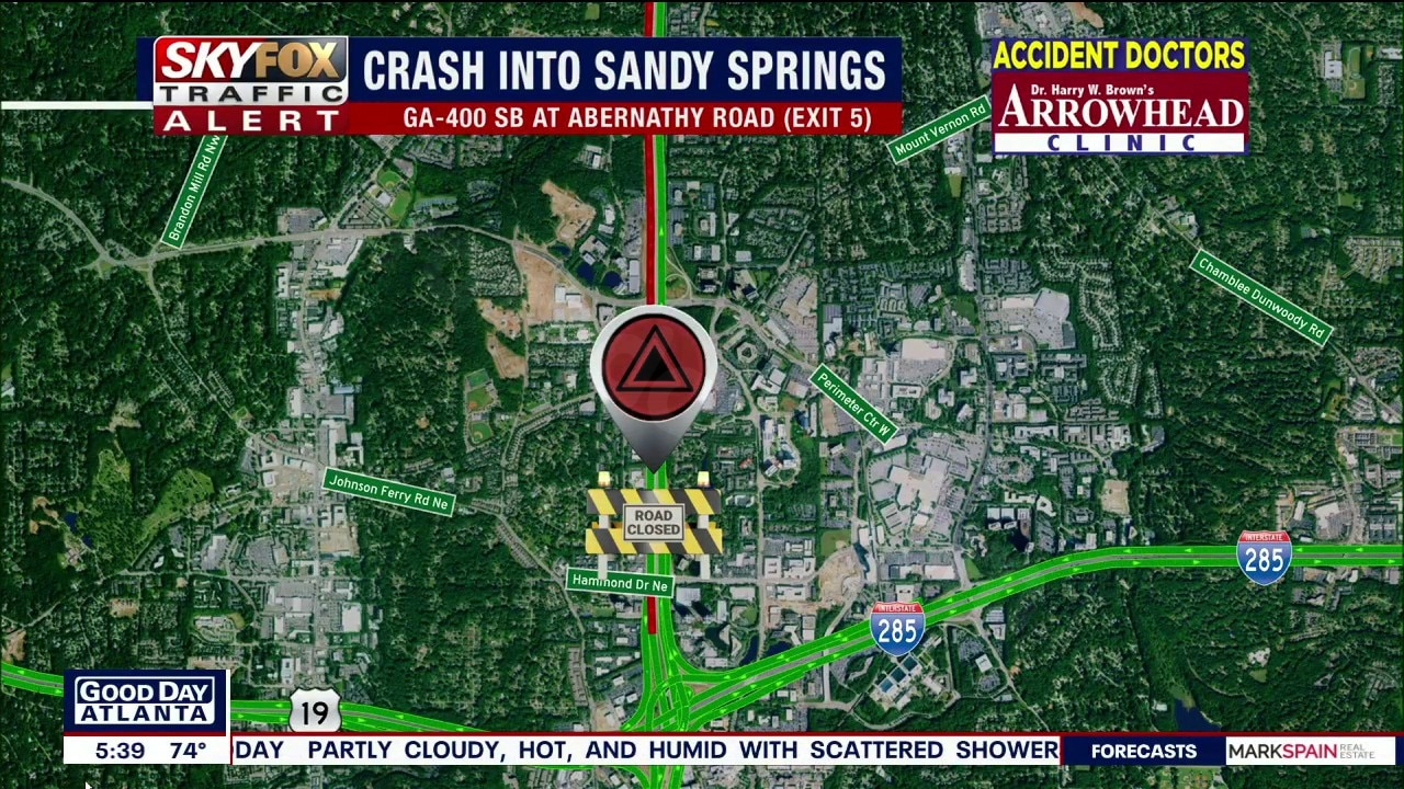 Serious crash closes GA-400SB in Sandy Springs area, traffic diverted