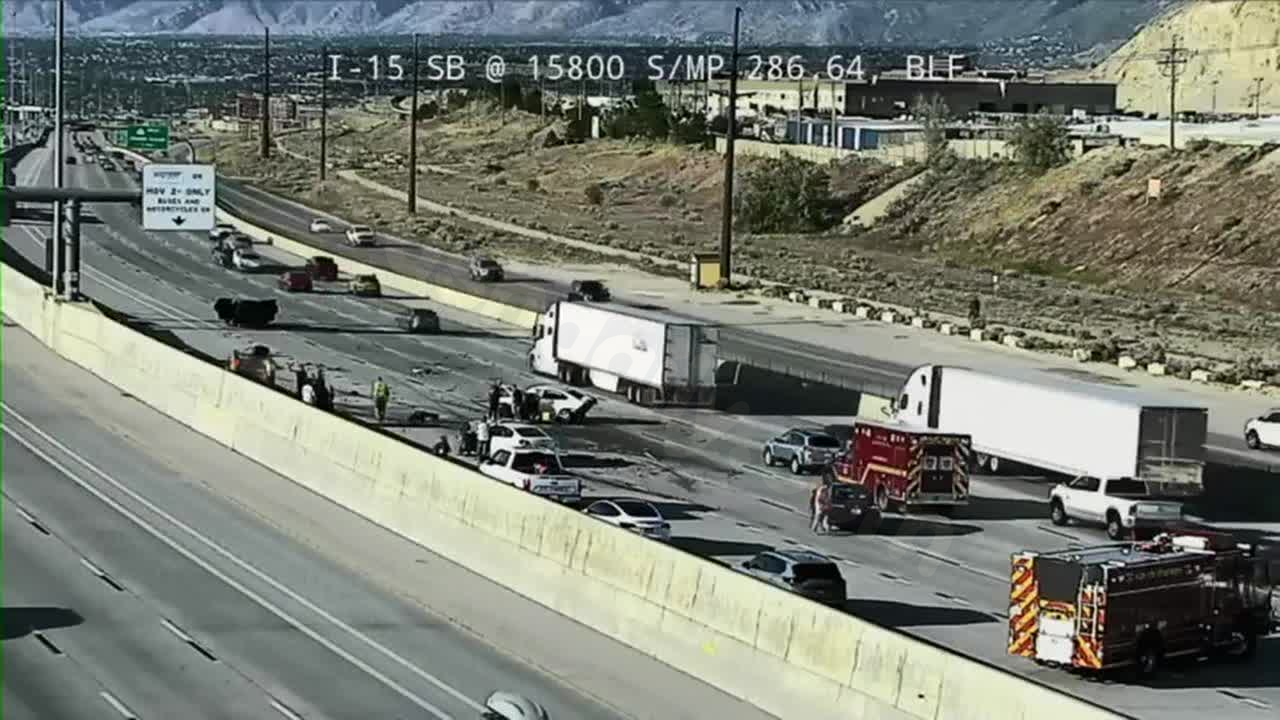 TRAFFIC ALERT: Crash closes 4 lanes on I-15 near Draper, closure expected to last hours