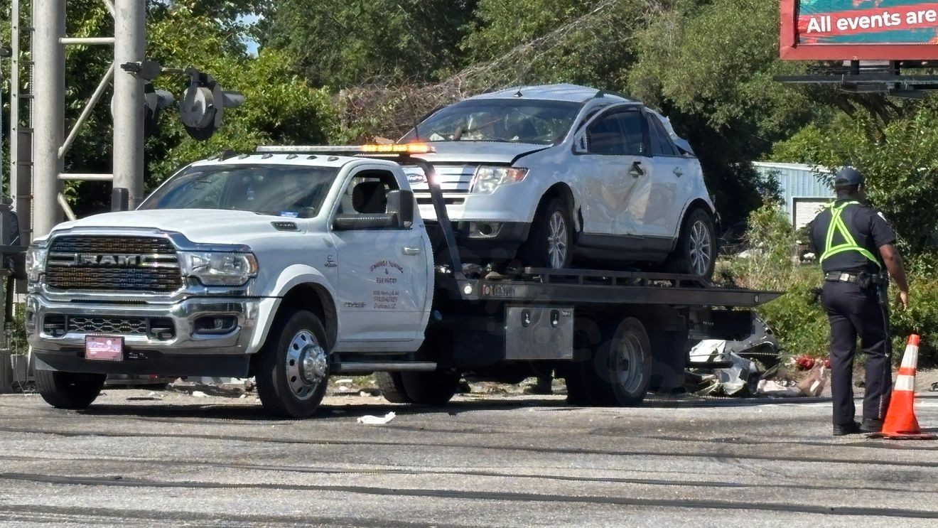 Train vs. car crash shuts down Remount Road at Dutton Street; minor injuries reported