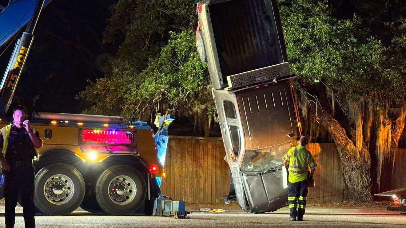 Authorities responding to a vehicle crashing into Mount Pleasant home