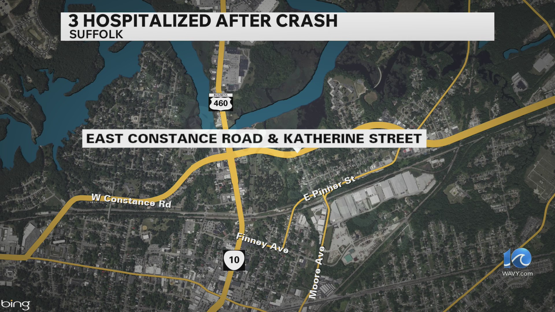 Single-vehicle crash in Suffolk leaves three injured