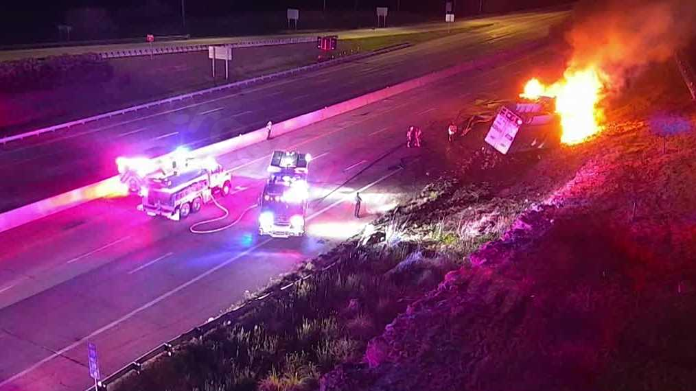 MSHP: Kansas man killed after semi-truck crashes, catches fire on Interstate 70 in Blue Springs