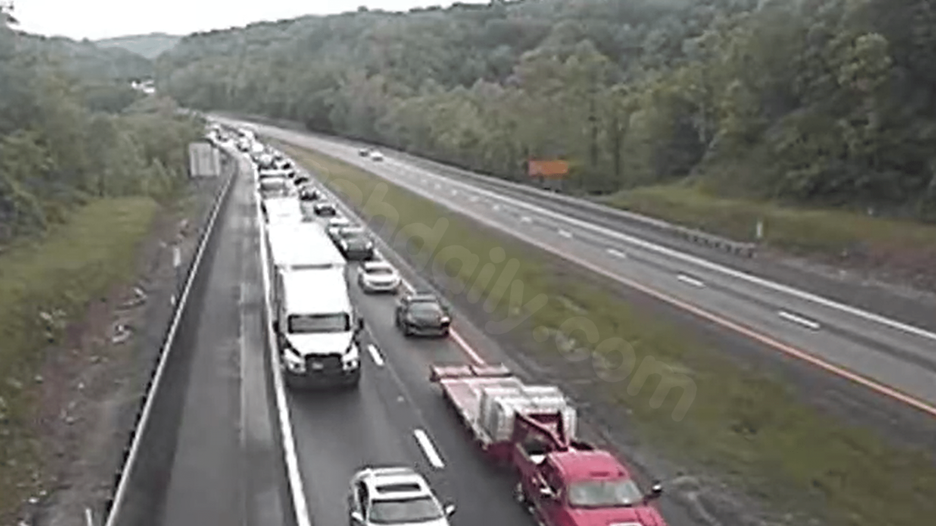 Tractor-trailer accident causes lane closure and traffic delays on I-77 Northbound in Fayette County