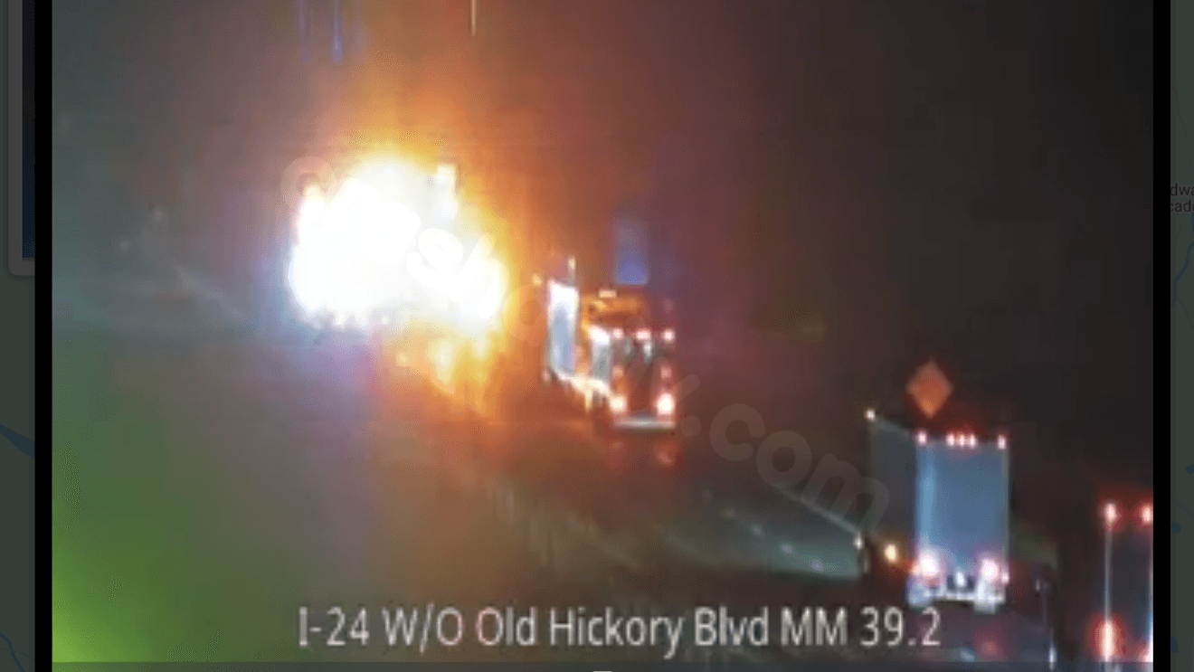 Crash closes I-24 W near Exit 40, traffic diverted onto Old Hickory Boulevard
