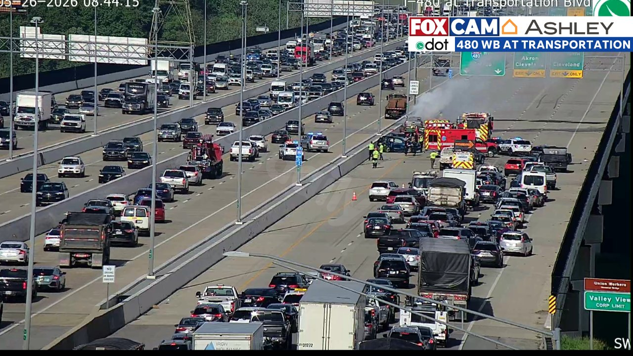 TRAFFIC ALERT: I-480 West stopped after vehicle fire