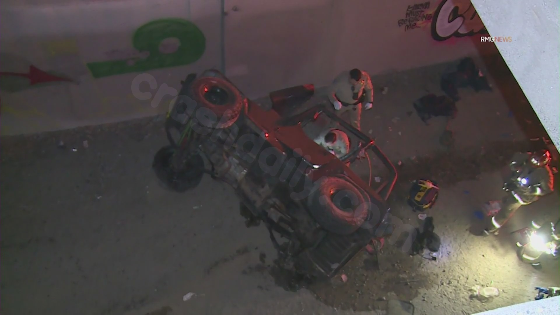 2 men seriously hurt after Jeep flies 50 feet off freeway in wild Pasadena crash