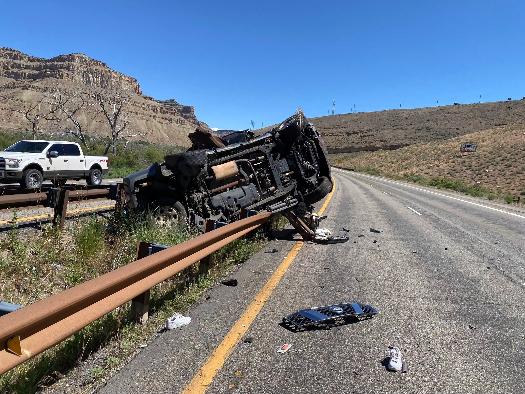 Rollover crash that included an ejection closes eastbound I-70 in Mesa County