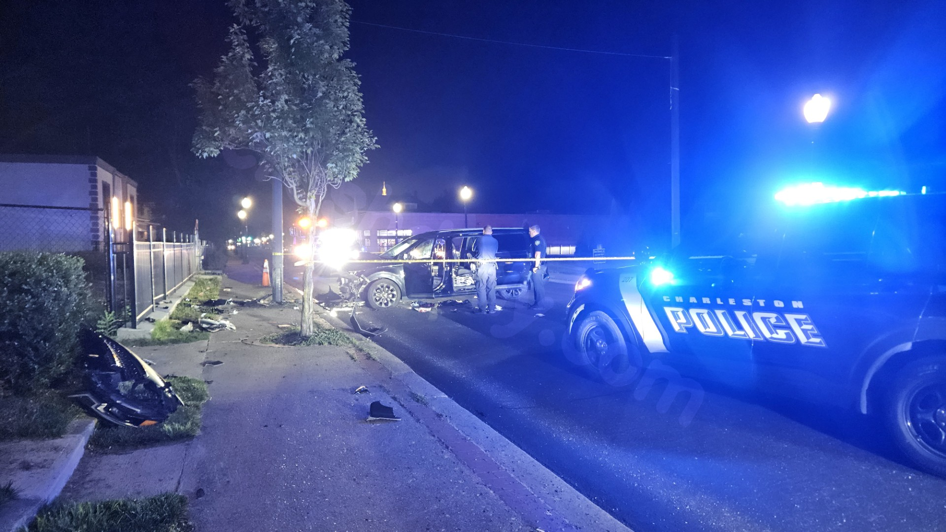 Shooting, car crash under investigation in Charleston
