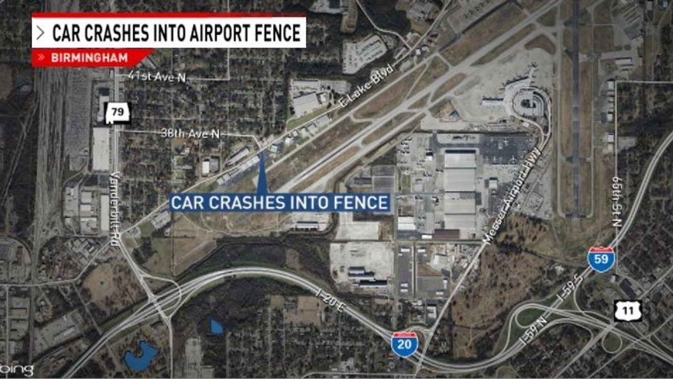 Car crashes into Birmingham Airport fence