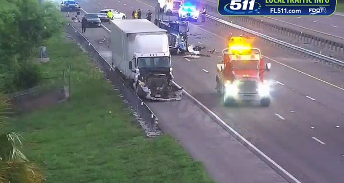 Chain-reaction crash shuts down I-95 southbound in Brevard County, FHP says