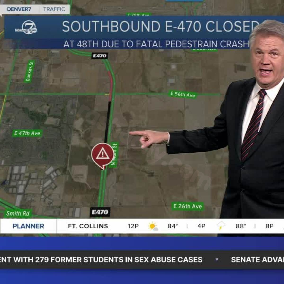 Deadly vehicle, pedestrian crash shuts down southbound E-470 at 38th Ave., Aurora police say