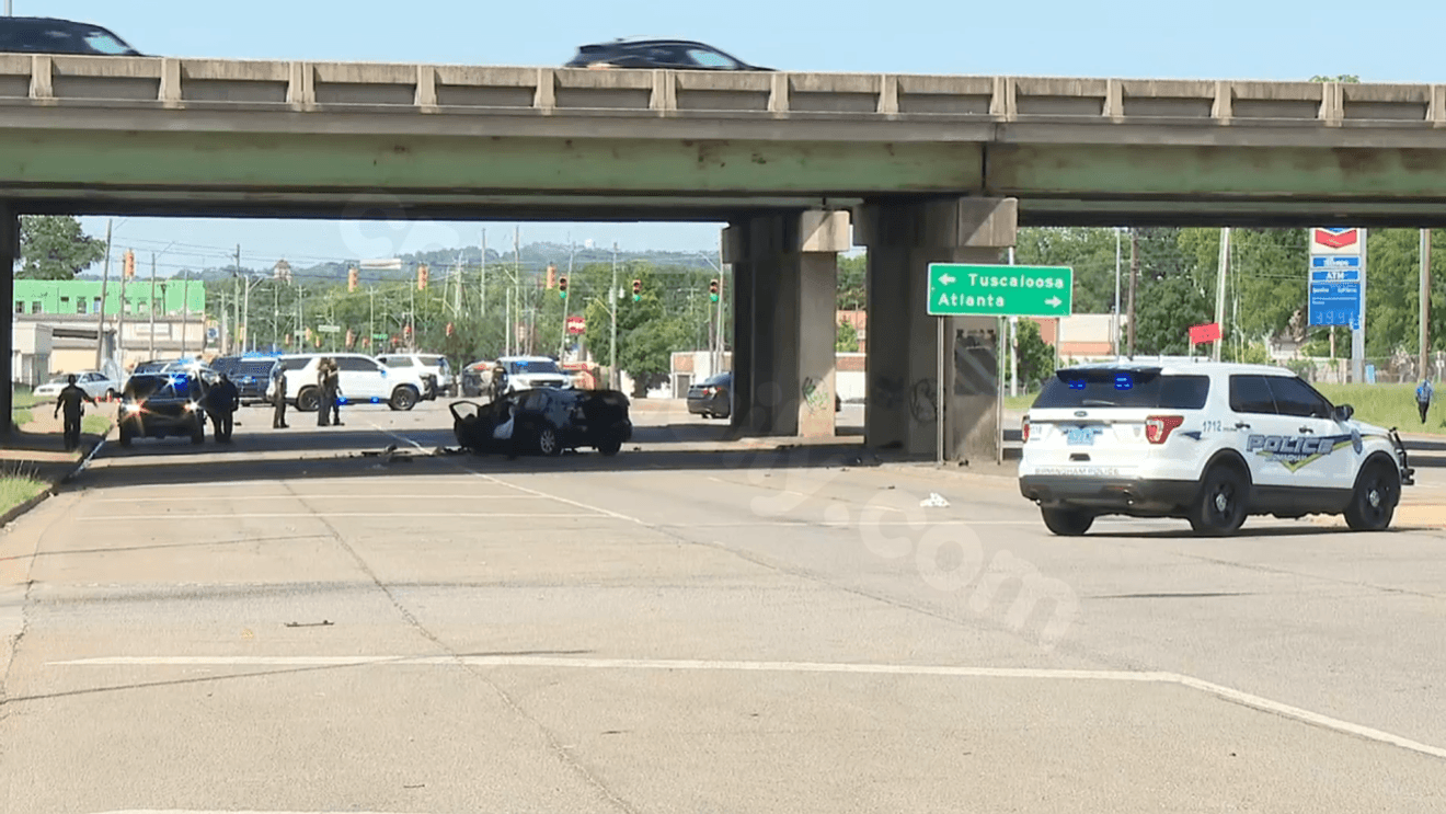 Emergency officials respond to Birmingham car crash