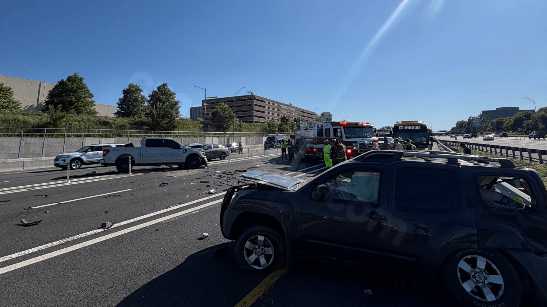 Two hurt in crash along I-66 in Fairfax County