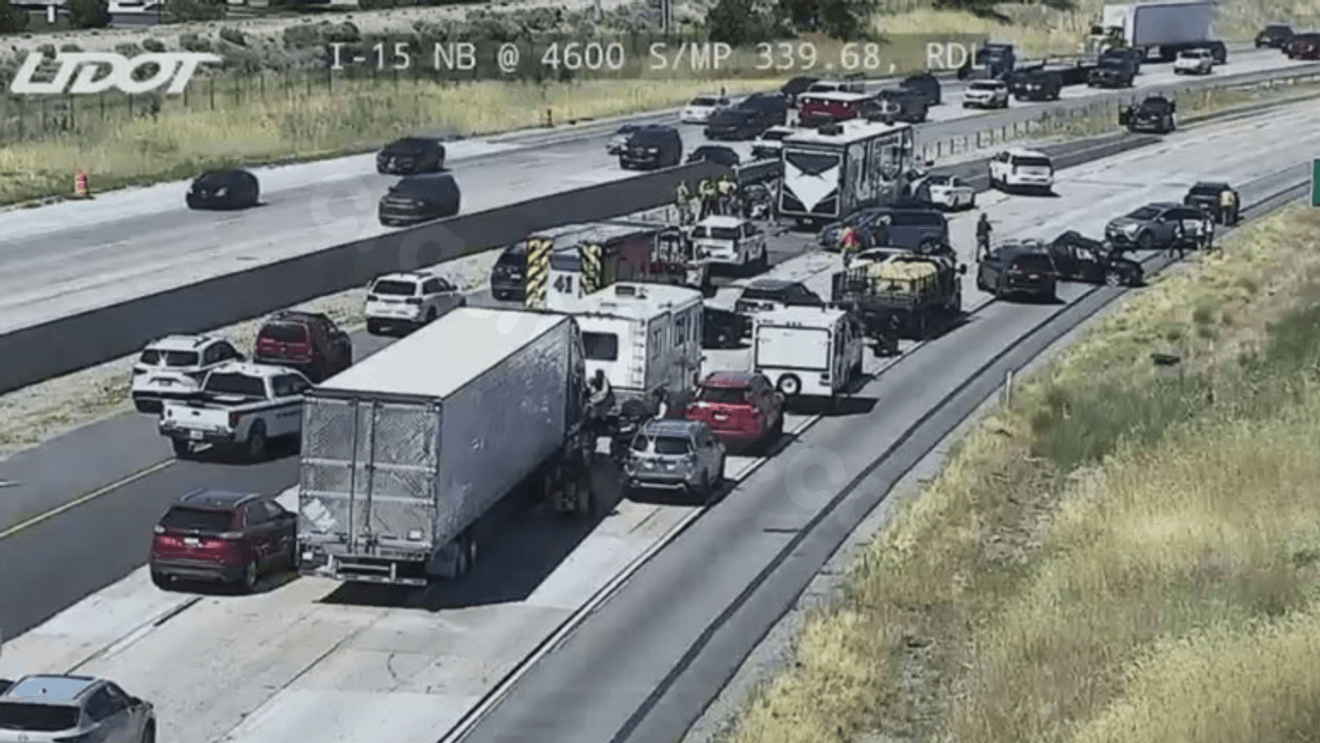Multi-vehicle crash forces full closure of northbound I-15 near 4600 South in Riverdale.