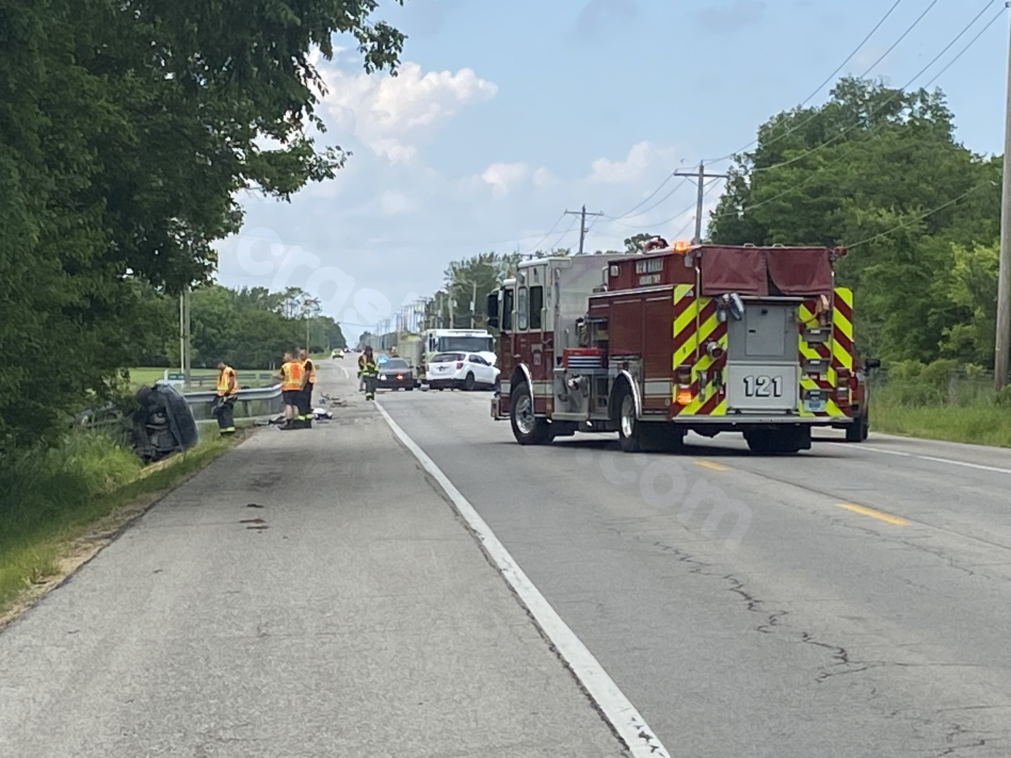Car flipped into ditch northeast of Fort Wayne