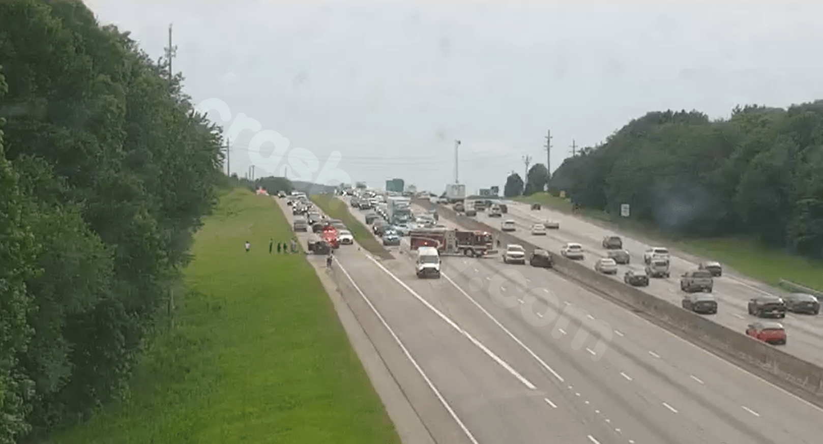 Crash blocks all lanes on I-85 in Greenville County