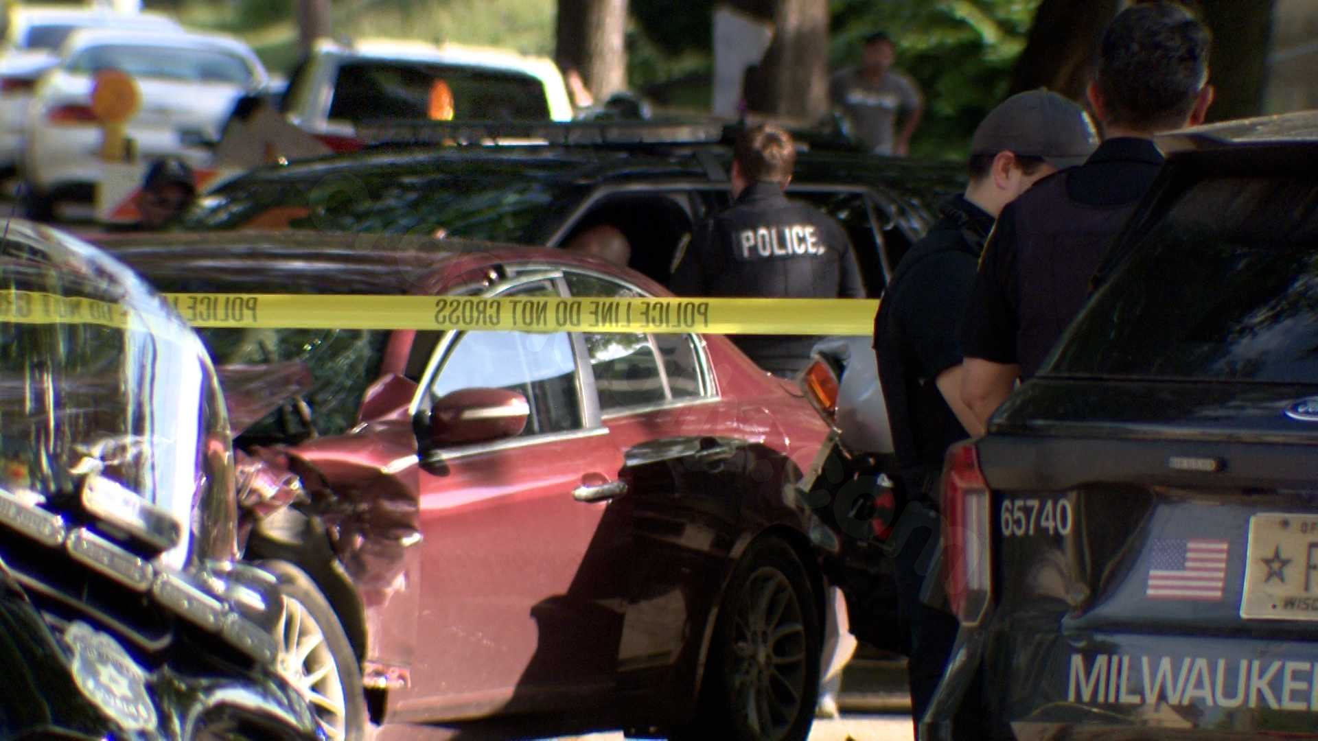 Milwaukee police squad car damaged in separate crash during chase