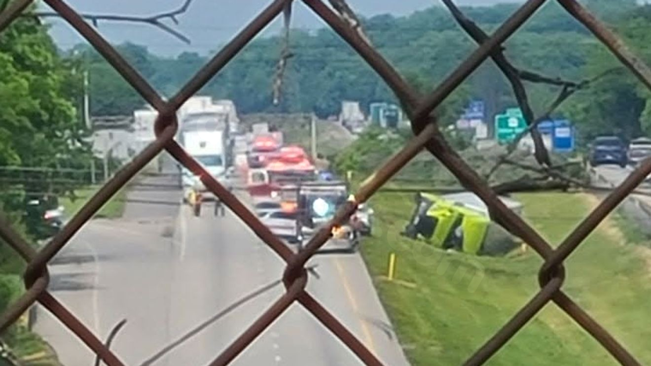 Semi overturned slows miles of traffic on I-81 in Cumberland County