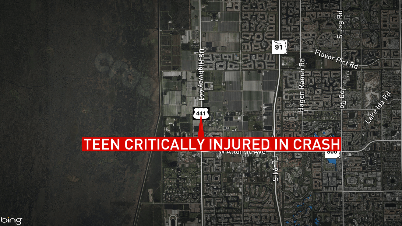 Teen girl critically injured in crash with truck on 441 west of Delray Beach