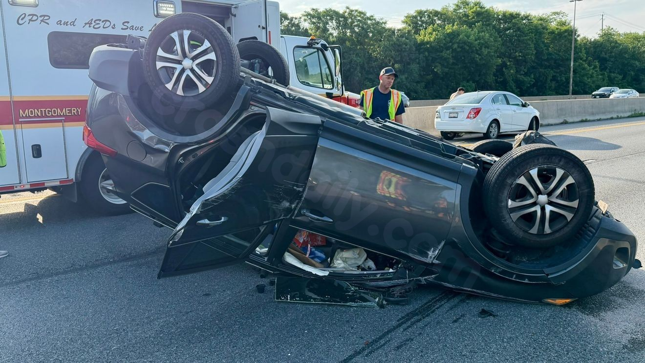 Car flips in crash on I-270 in Montgomery County