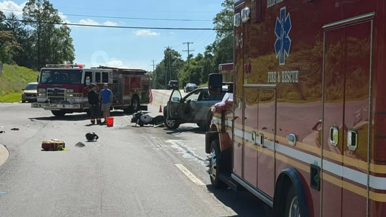 Officials responded to motorcycle versus SUV crash
