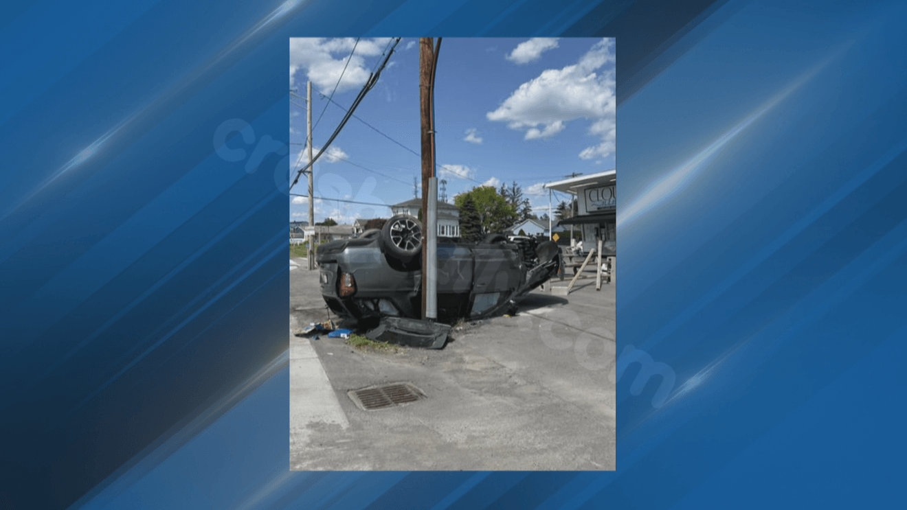 Rollover crash in front of Cloud Nine Ice Cream in Cicero