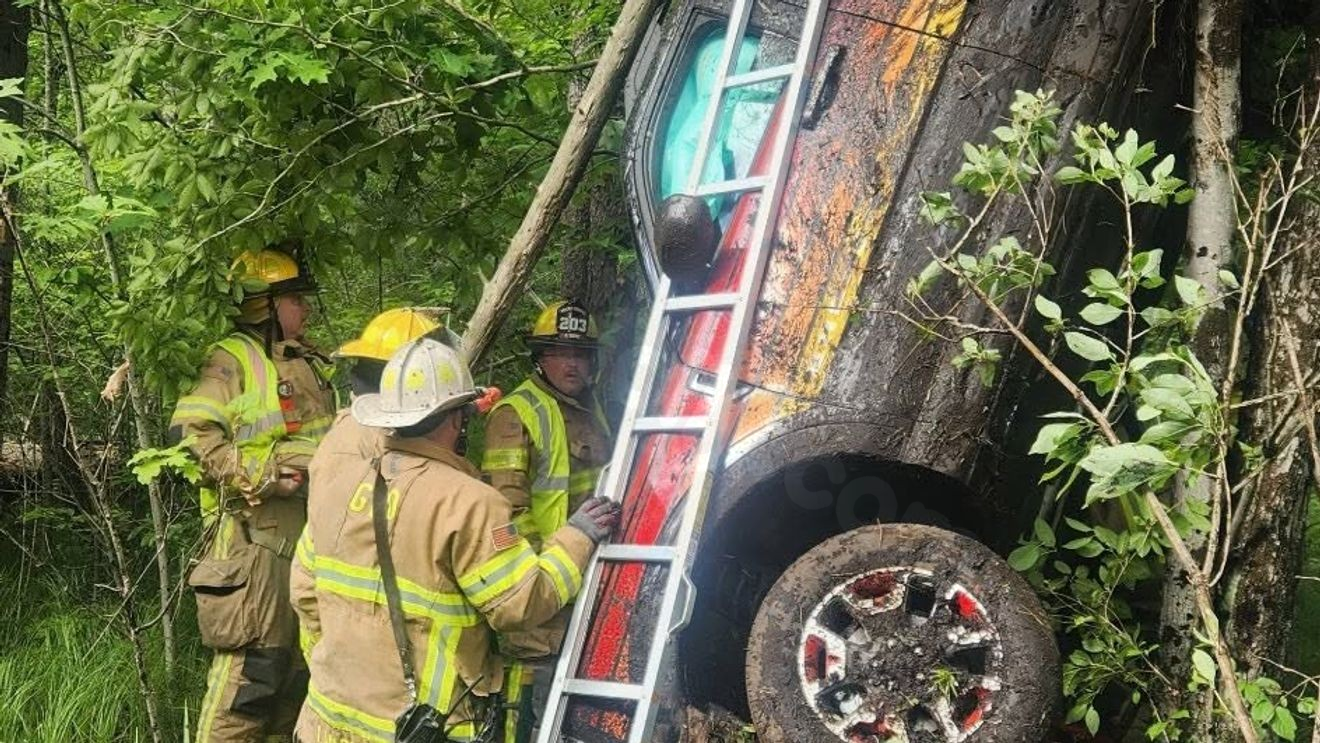 Greenfield crash leaves car nearly perpendicular to ground