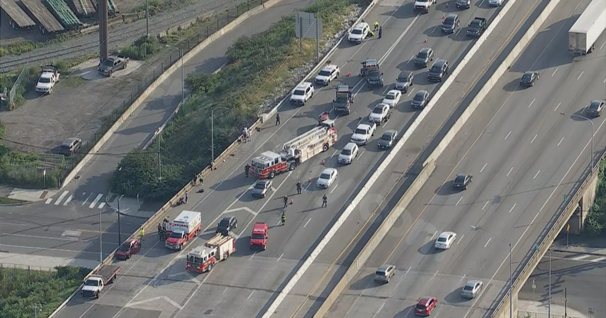 Traffic backed up on I-95 North in Philadelphia's Port Richmond section because of crash