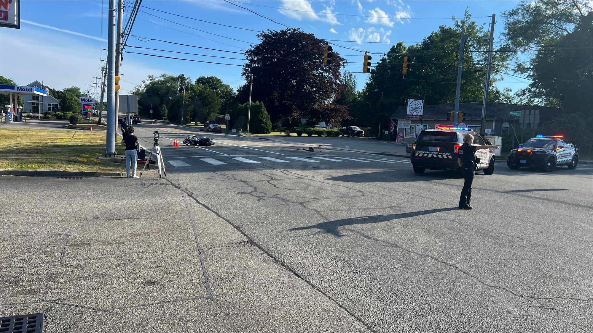 Motorcycle crash closes part of Portsmouth road