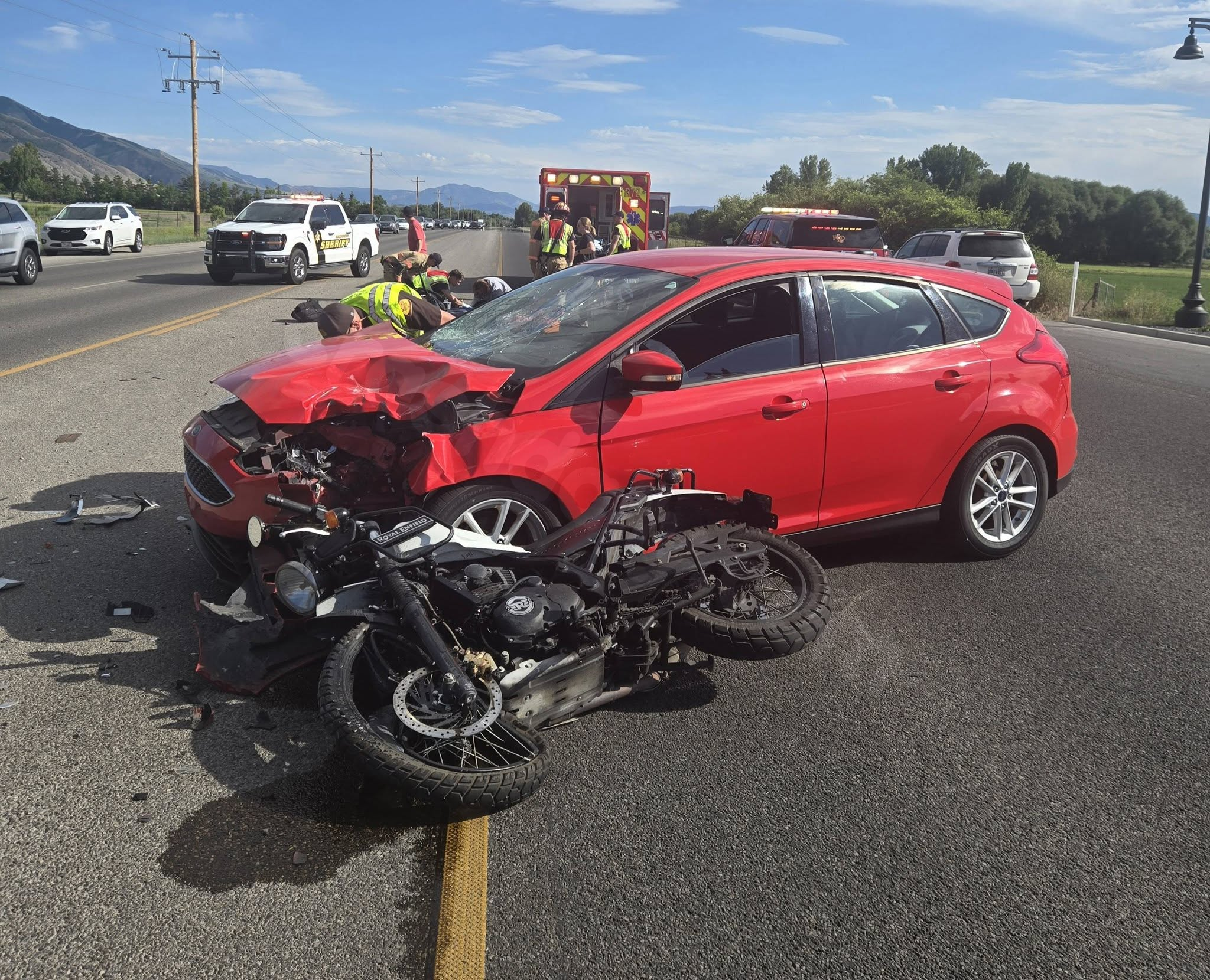 One seriously injured after crash between vehicle and motorcycle in Logan