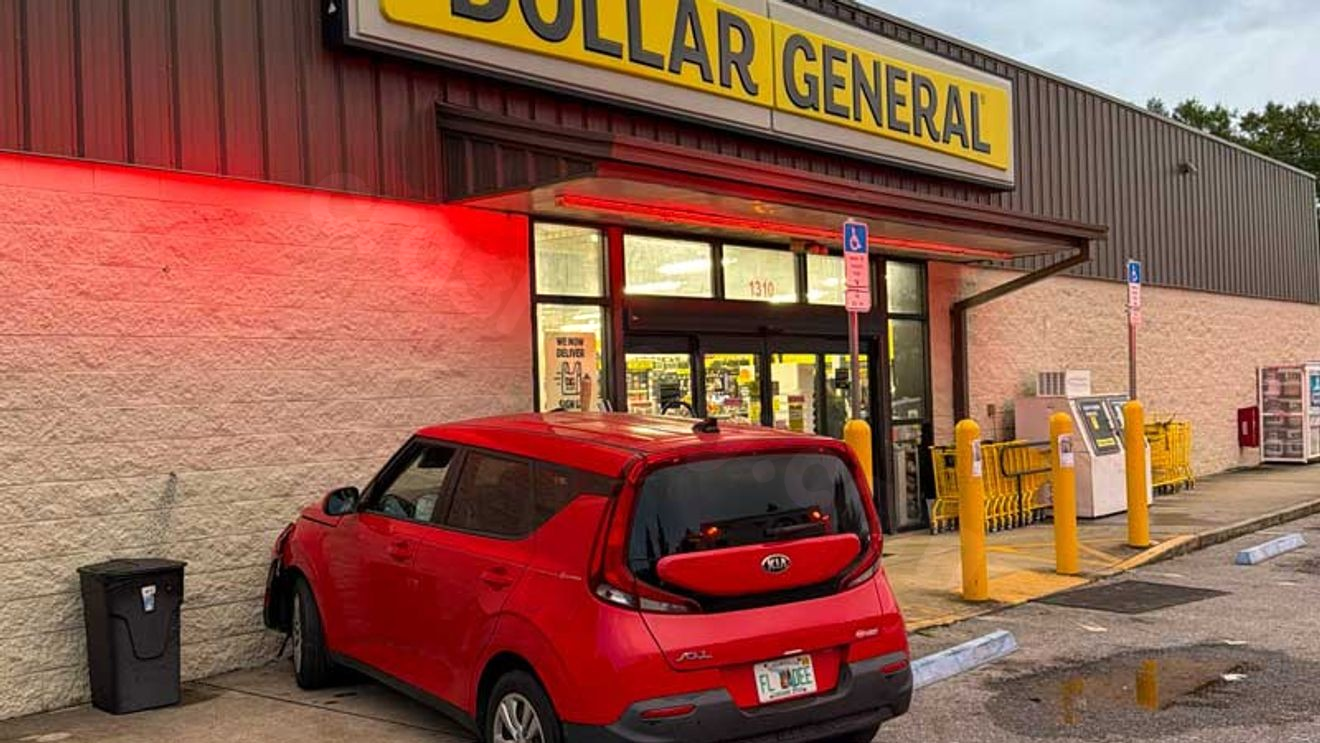 Driver injured after car crashes into Dollar General in Cantonment