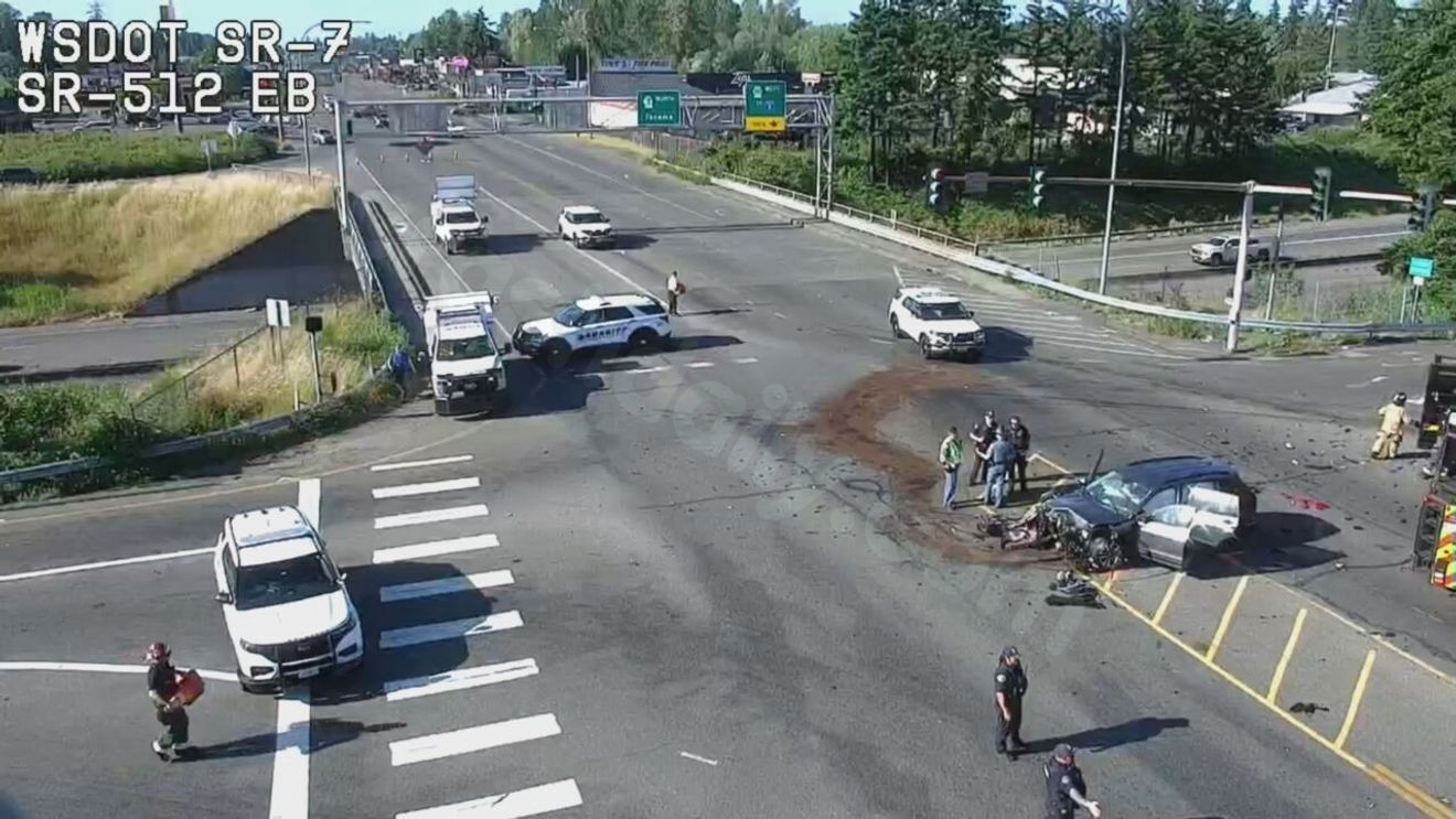Four hurt, including two children, after deputy pursuit ends in Tacoma crash and fire