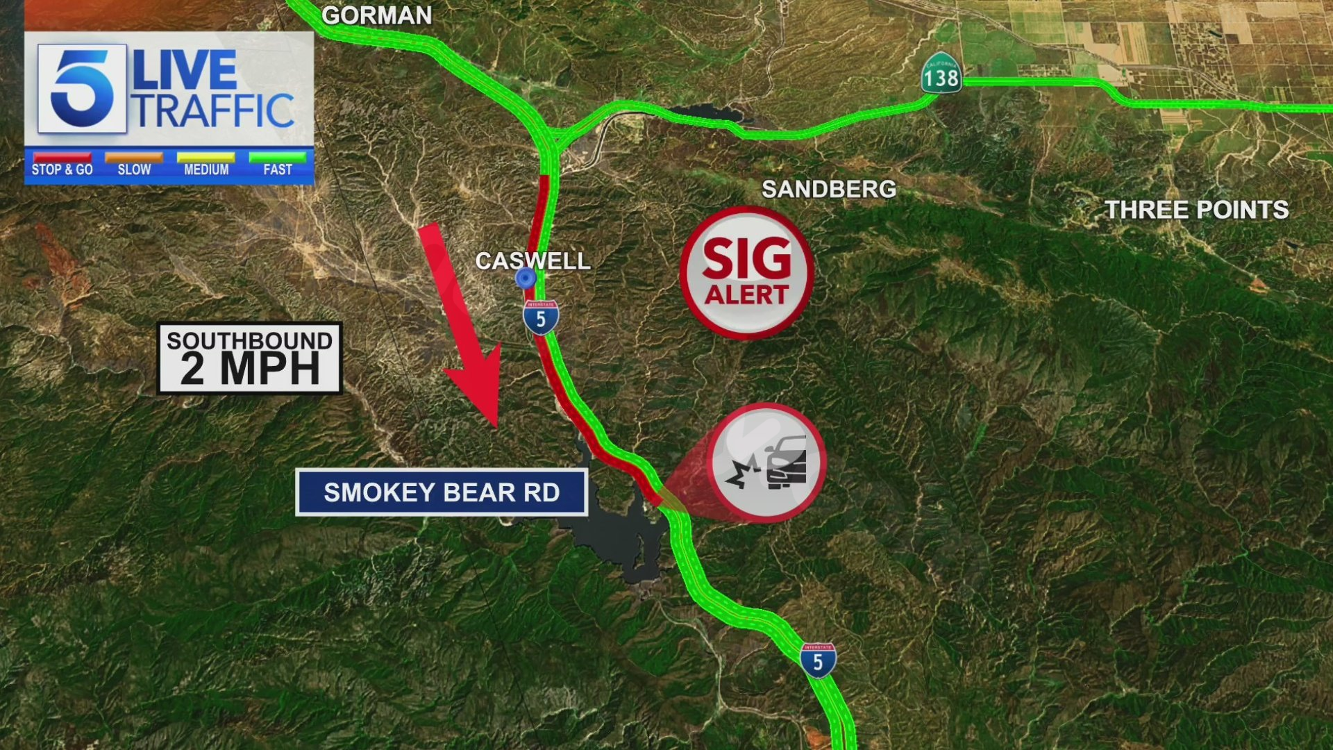 Big rig crash shuts down southbound 5 Freeway through Grapevine
