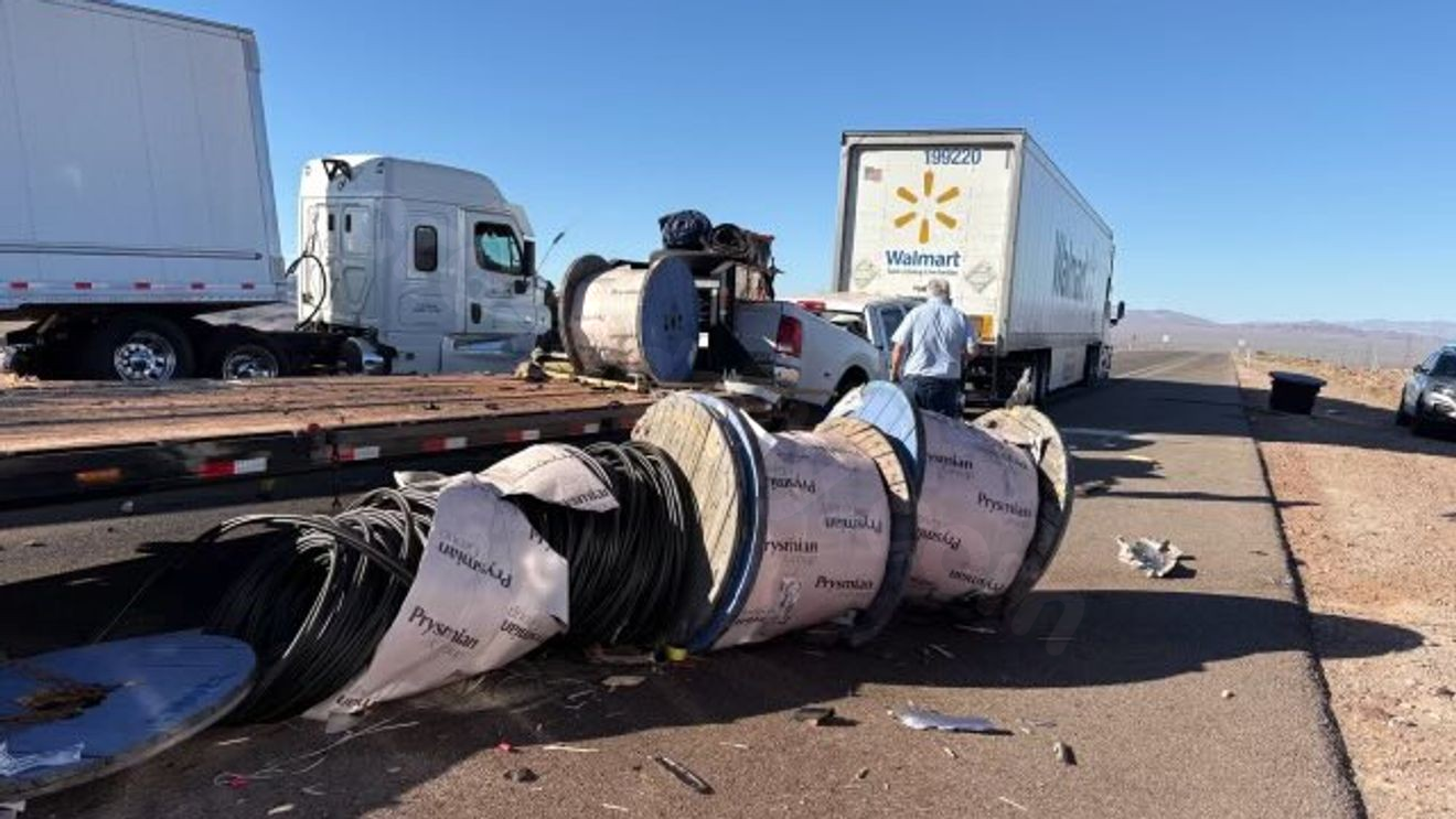 Crash with three semis, pickup shuts down northbound I-11 near Boulder City