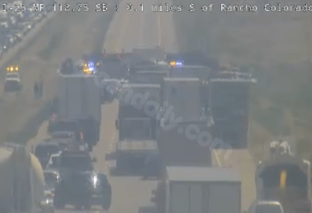 Southbound I-25 closed due to crash south of Fountain