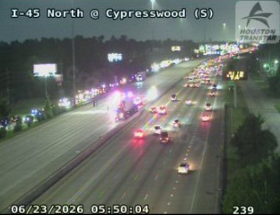 All I-45 North Freeway northbound lanes closed at Parrametta Lane due to fatal crash