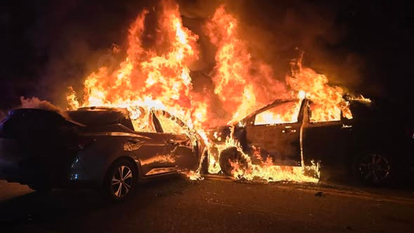 PHOTOS | Roadway closed as cars go up in flames after York County crash