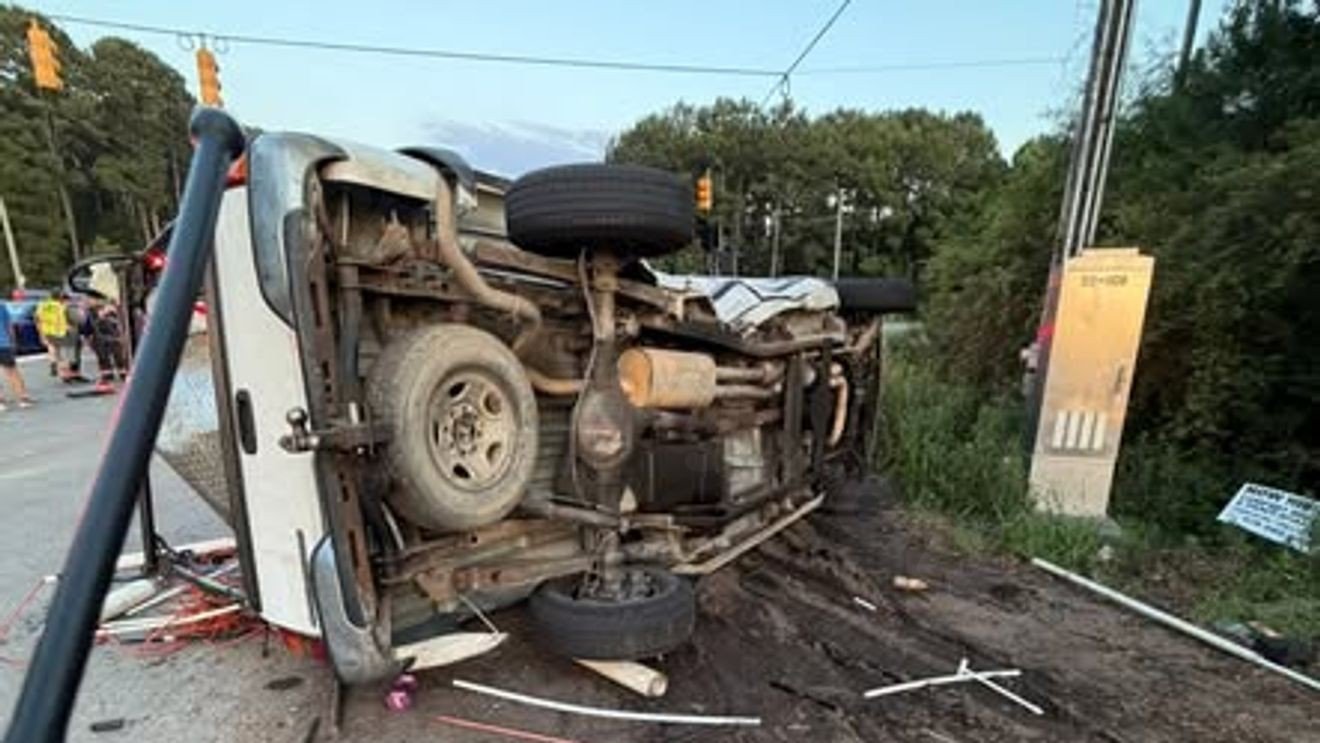 Emergency crews respond to two-vehicle rollover crash near Faison
