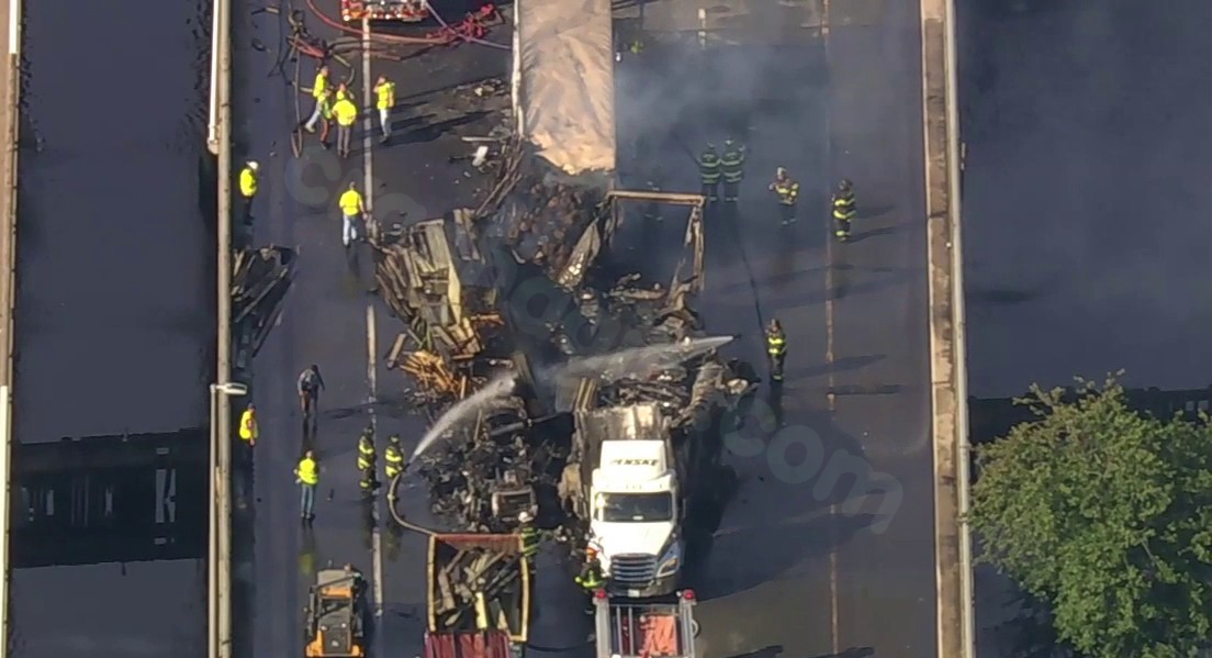 Fiery multi-tractor trailer crash causes major delays on NJ Turnpike