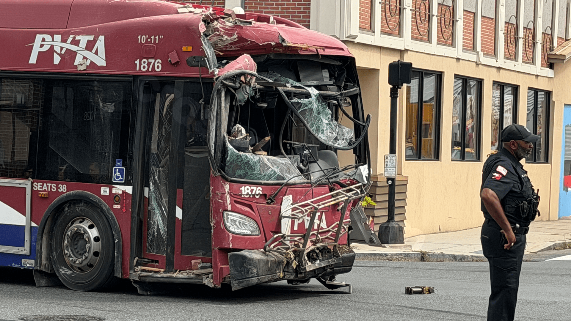 PVTA bus hits SUV, building on Main Street in Springfield
