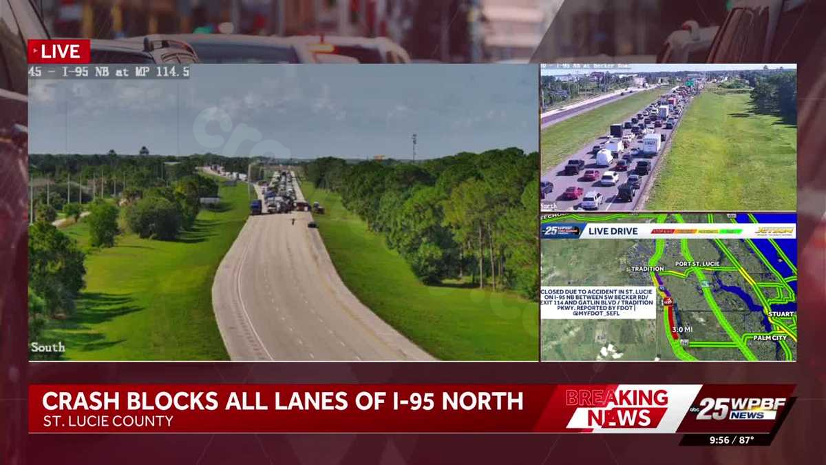 Crash causes 3-mile backup on I-95 north in St. Lucie County