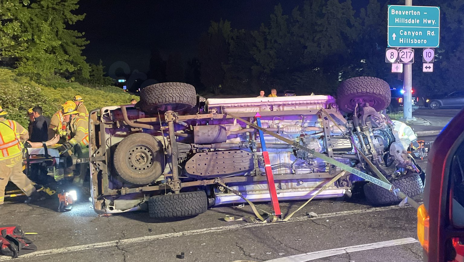 Driver taken to hospital after 2-car crash leaves vehicle on its side in Beaverton