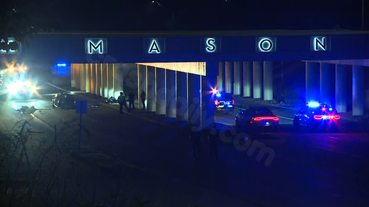 OSP: Western Row Road closed in both directions after car hits wall on I-71, falls onto underpass